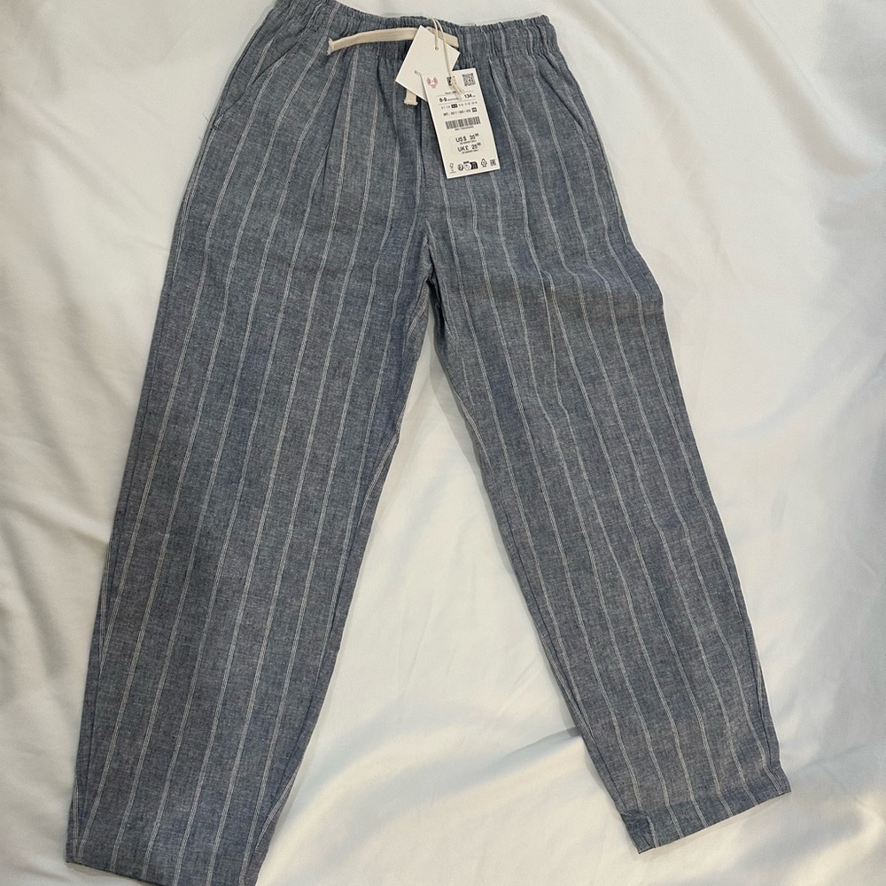Zara Kids Blue Striped Casual Bottoms